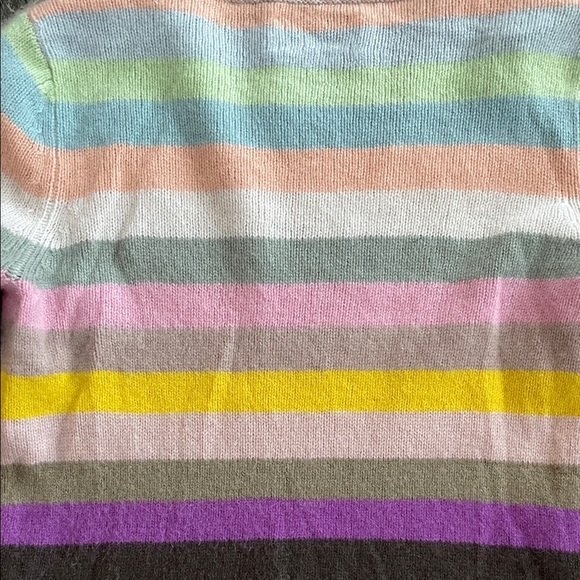 100% Cashmere ALLUDE Women's Luxurious Multicolor Striped Sweater Coastal Soft - Picture 6 of 10